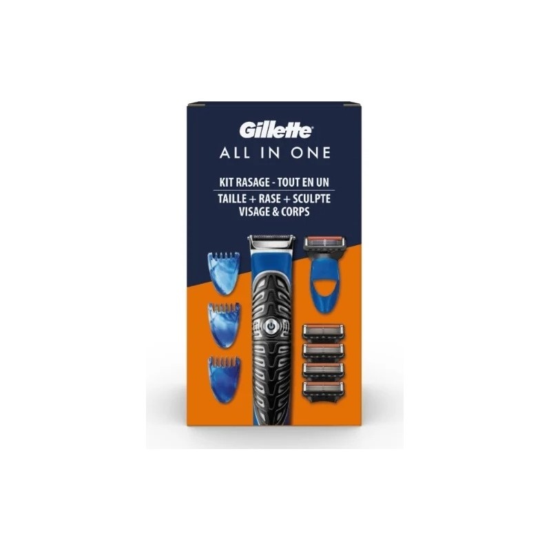 Gillette All In One Rasoir Électrique Homme - Tondeuse Barbe et Corps - Pack 1 Tondeuse + 5 Recharges Proglide (5 Lames)