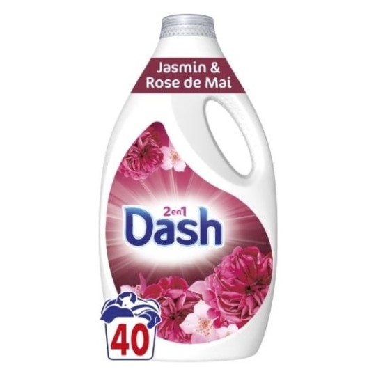  Dash 2en1 Lessive Liquide Jasmin et Rose de Mai - 1800ml