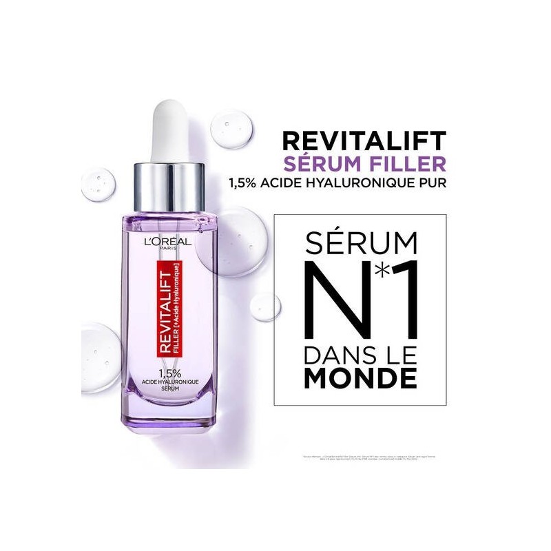 L'Oréal Paris Revitalift Filler Sérum Anti-Rides à l'Acide Hyaluronique Pur - Peau Mature - 30ml