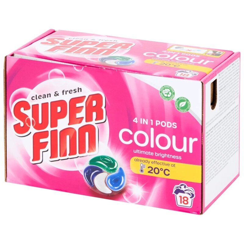 Superfinn 4-In-1 Laundry Capsules - Colored Clothes - 18 Pieces (396g)
