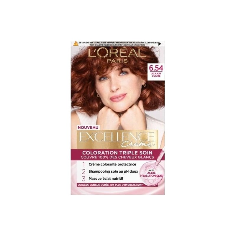 L'Oréal Paris Excellence Crème Coloration Permanente Cheveux - 6.54 Blond Foncé Acajou Cuivré