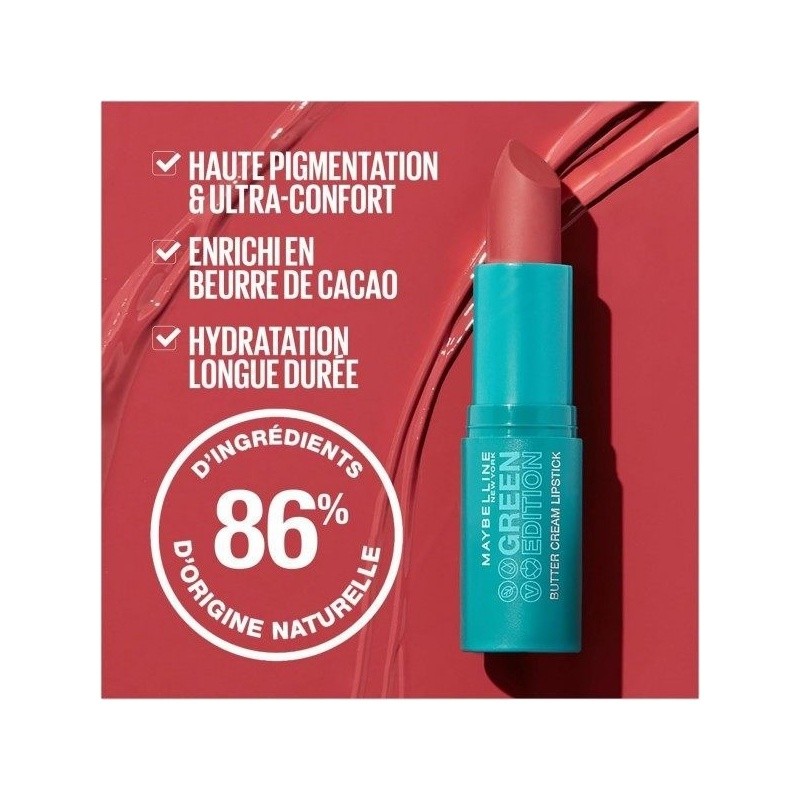Maybelline New York Butter Cream Green Edition Rouge à Lèvres Satiné & Pigmenté - 013 Shell