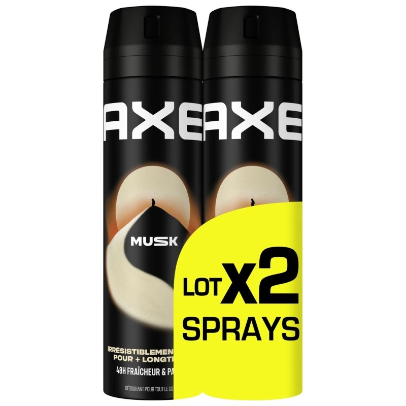 Axe Musk Déodorant Spray Homme Anti-Transpirant - Protection 48h - 2x200ml