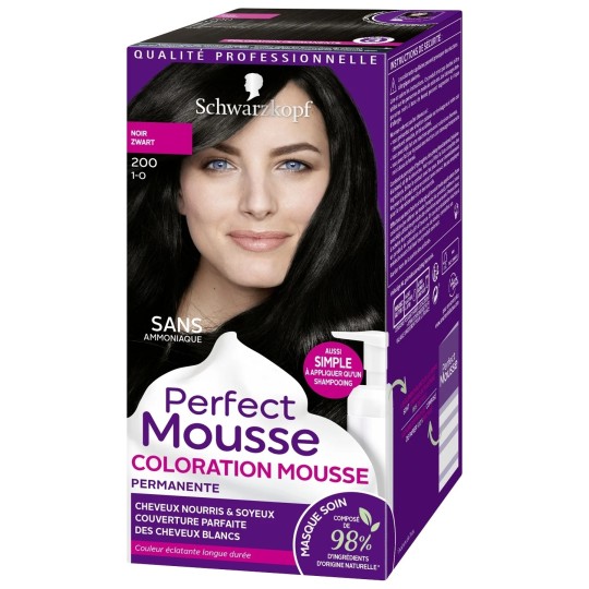 Schwarzkopf Perfect Mousse Coloration Permanente - Cheveux - 200 Noir