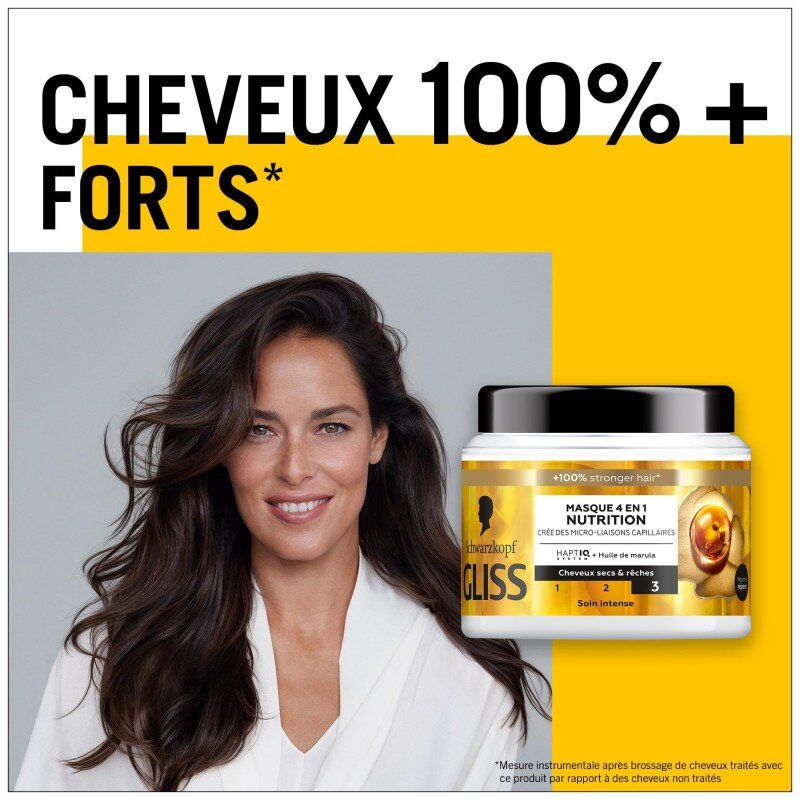 Schwarzkopf Gliss Intense Masque Soin Cheveux 4en1 - Cheveux Secs et Rêches - 400ml