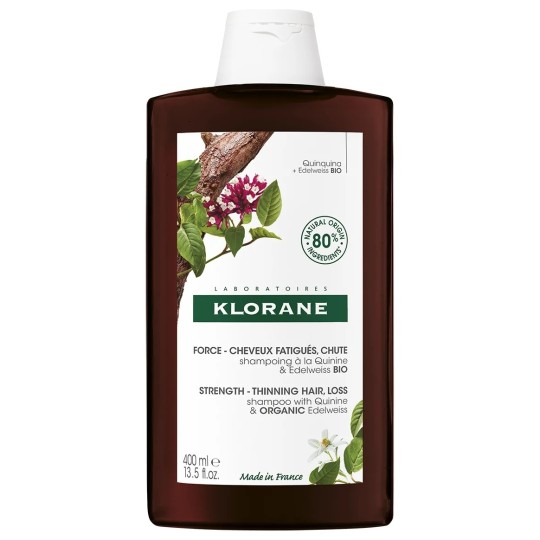Klorane Quinine Edelweiss Bio Shampooing Fortifiant Anti-Chute - Cheveux Clairsemés - 400ml