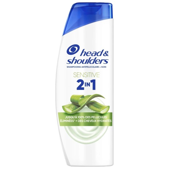 Head & Shoulders Sensitive Shampoing Antipelliculaire 2en1 Aloe Vera - Tous Types de Cheveux - 300ml