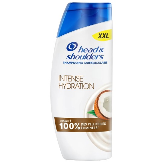 Head & Shoulders Intense Hydration Shampoing Antipelliculaire - Tous Types de Cheveux - 625ml - Huile de Coco