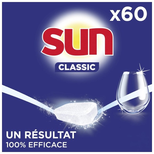 Sun Classic Tablettes Lave-Vaisselle - 60 Tablettes