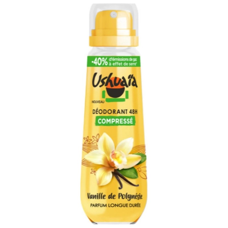 Ushuaia Déodorant Spray Compressé - Efficacité 48h - Vanille de Polynésie - 100ml