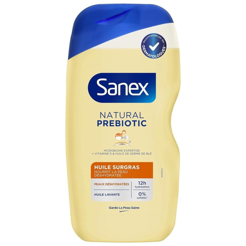 Sanex Natural Prebiotic Gel Douche Huile Surgras - Peaux Déshydratées - 425ml