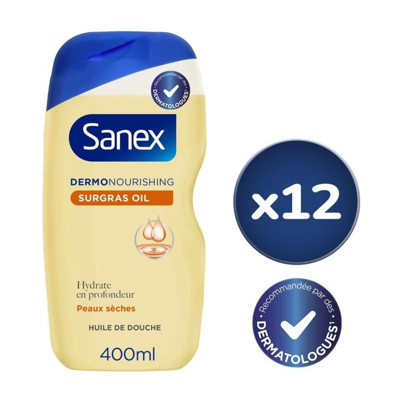 Sanex Dermo Huile de Douche Surgras Nourrissante - Peau Sèche - 400ml