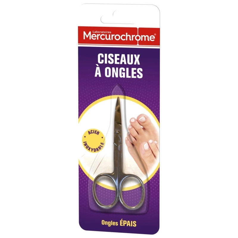 Mercurochrome Ciseaux à Ongles - Acier Inoxydable - Coupe Précise - Ongles Durs et Épais - 1 Unité