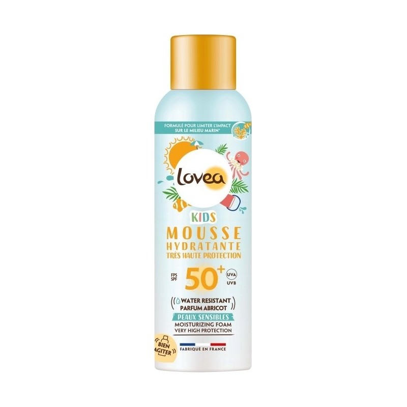 Lovea Kids Sunscreen Mousse Body - Very High Protection Spf 50+ - Water Resistant - Apricot Fragrance - 150ml