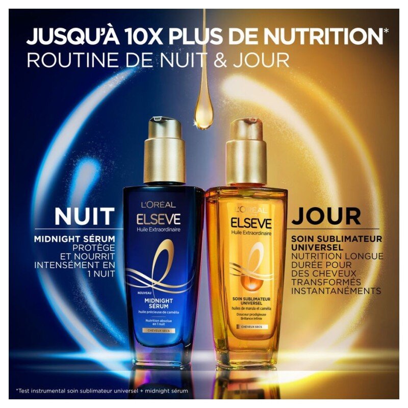 L'Oréal Paris Elseve Huile Extraordinaire Midnight Sérum Cheveux Secs et Abîmés - 100ml