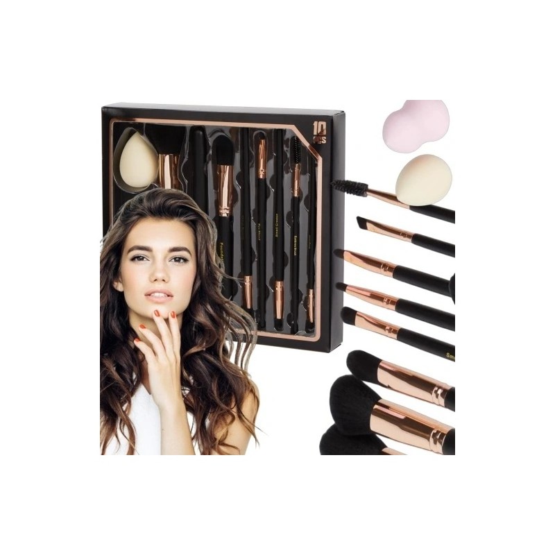 Set de Pinceaux de Maquillage 10 Pièces - Noir