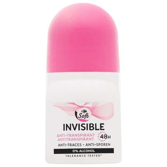 Carrefour Soft Déodorant Bille Invisible - Anti-Traces - Protection 48h - 50ml