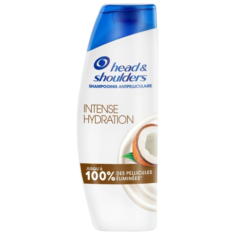 Head & Shoulders Intense Hydration Shampoing Antipelliculaire - Tous Types de Cheveux - 330ml - Huile de Coco