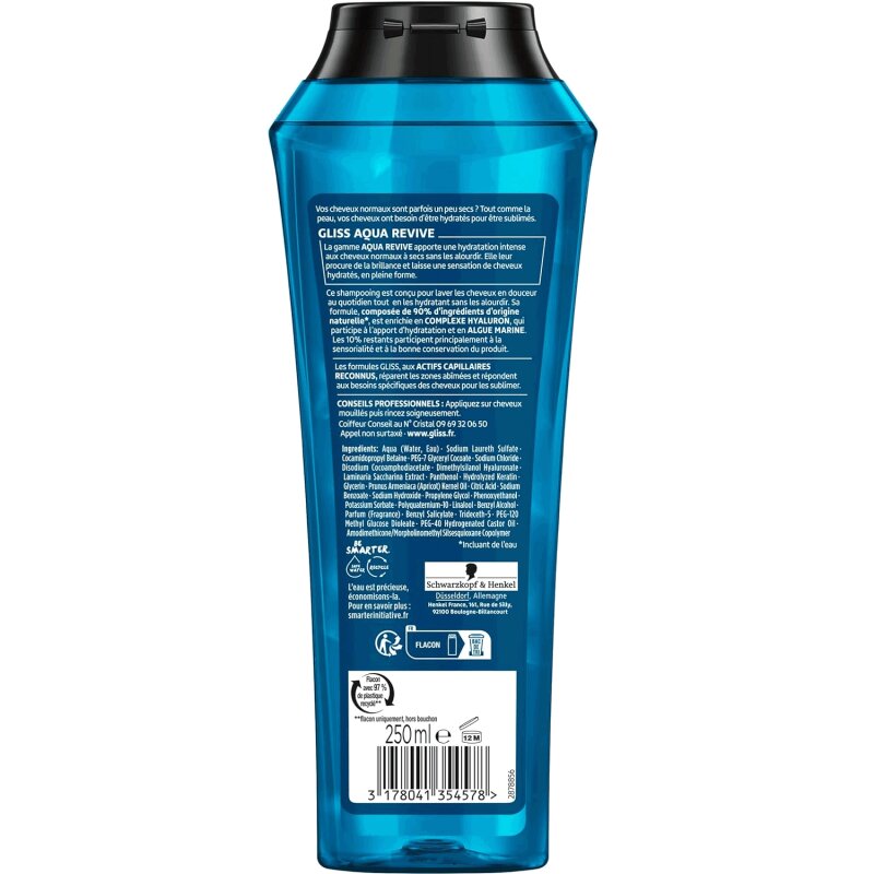 Schwarzkopf Gliss Aqua Revive Hydrating Shampoo - Normal To Dry Hair - 250ml
