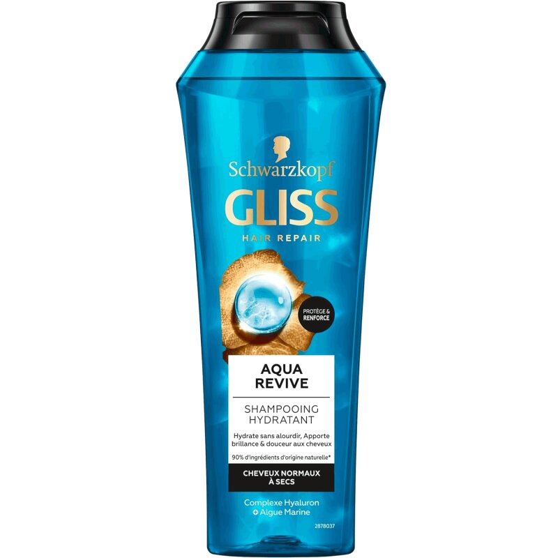 Schwarzkopf Gliss Aqua Revive Shampoing Hydratant - Cheveux Normaux à Secs - 250ml