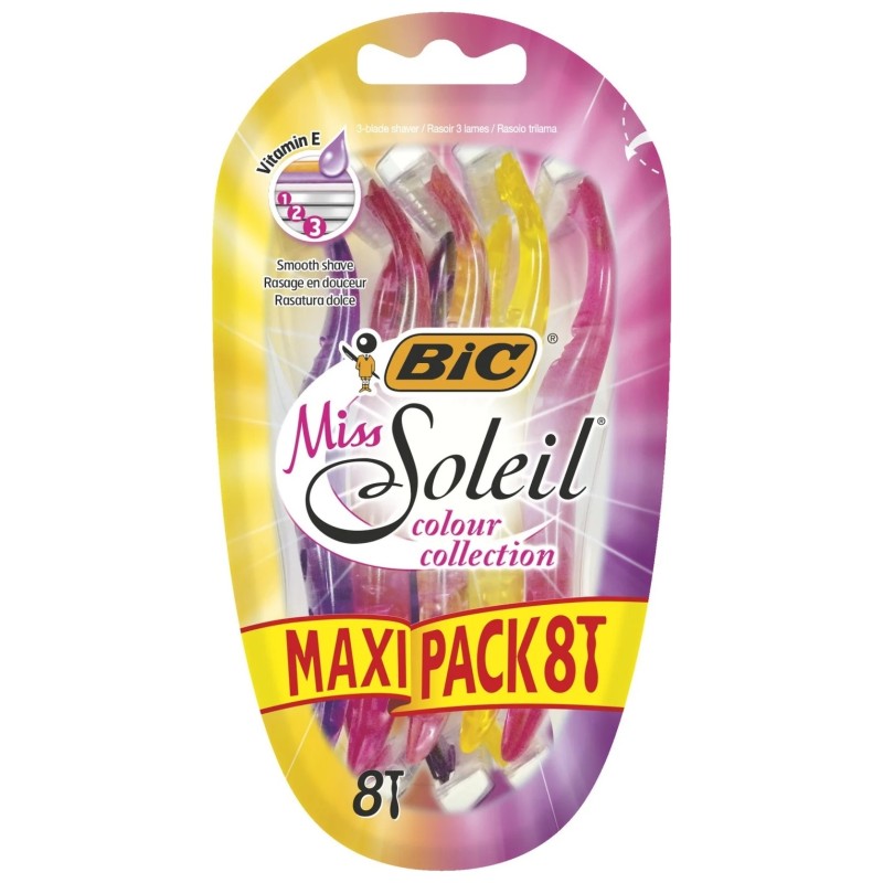 BIC Miss Soleil Rasoir Jetable Femme - 3 Lames - Lot de 8