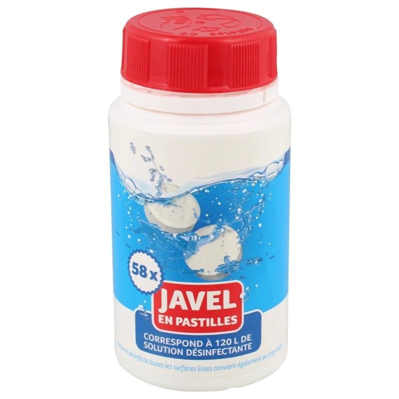 Tablettes d'Eau de Javel - Pot de 58 Pastilles - 174 G