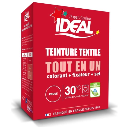 Ideal Tout en un Teinture Textile Poudre - Rouge - 350g