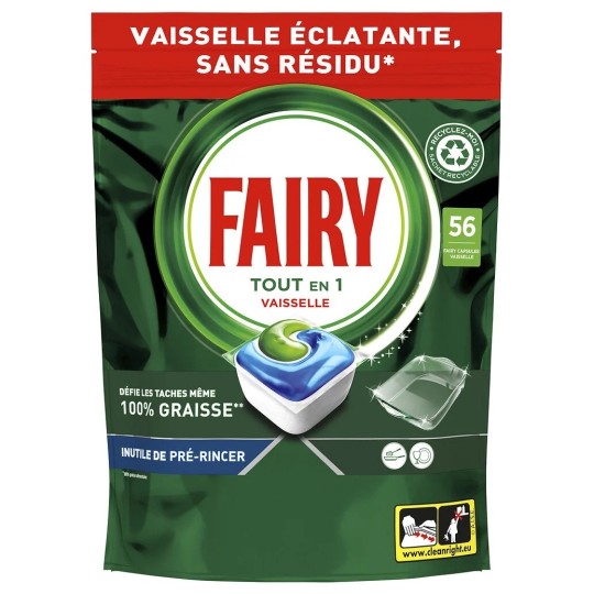 Fairy Original Tablettes Lave-Vaisselle Tout en 1 - 56 Tablettes