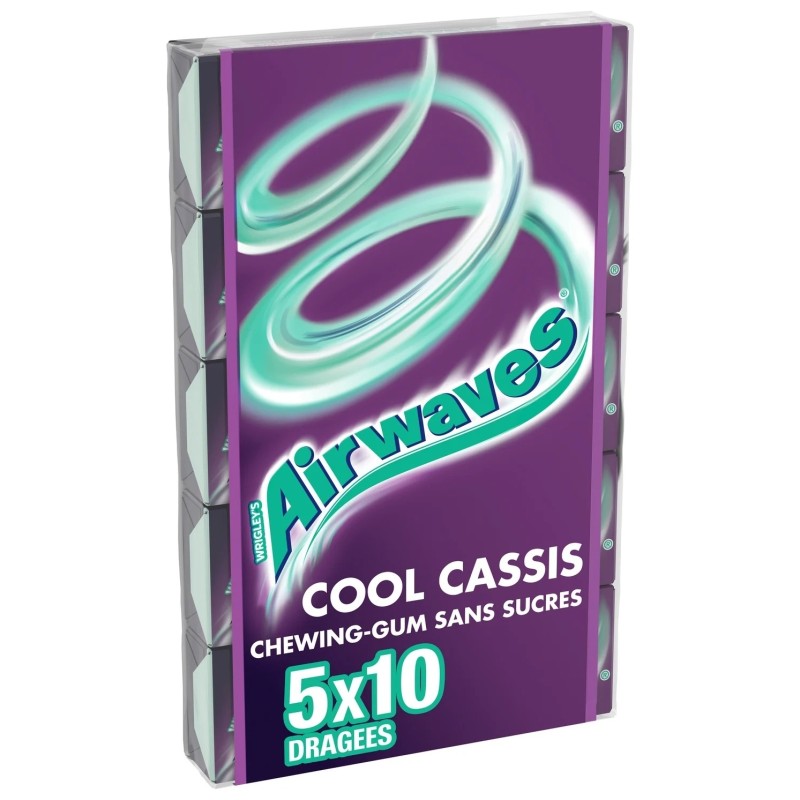 Airwaves Cool Cassis Chewing-Gum Sans Sucres - 5x10 Dragées