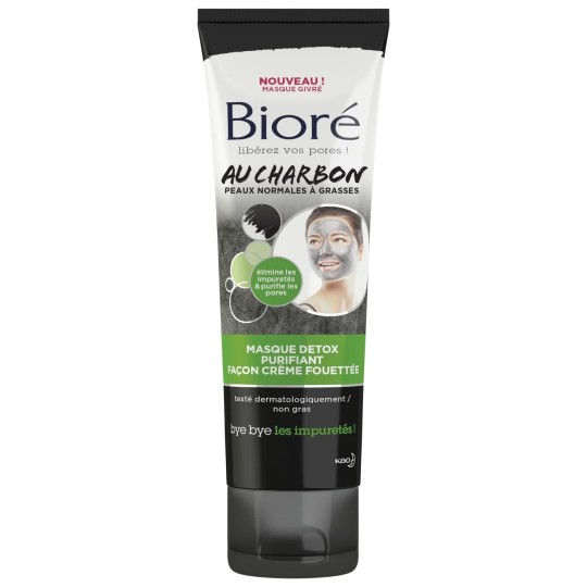 Biore Masque Visage Charbon Détox Purifiant - Peaux Normales à Grasses - 110ml