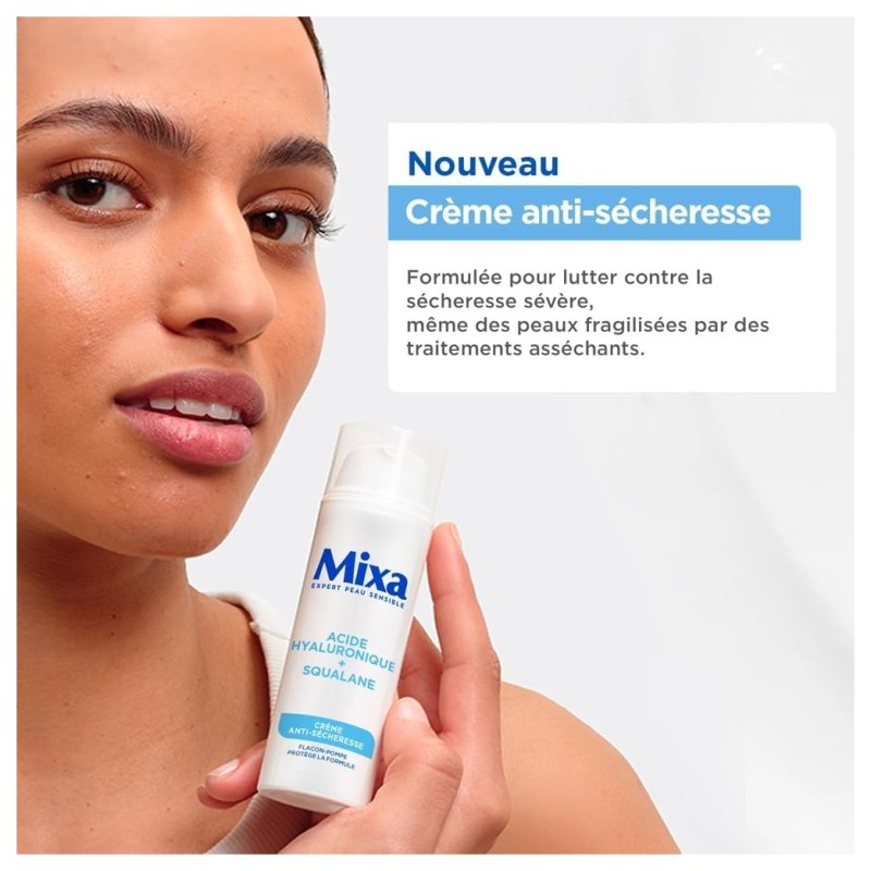 Mixa Crème Visage Anti-Sécheresse Acide Hyaluronique et Squalane - Peau Mixte - 50ml