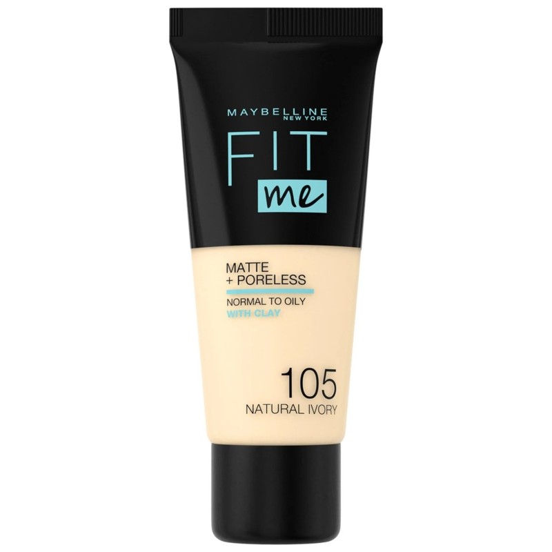 Maybelline New York Fit Me! Fond de Teint Liquide Matifiant - Peau Grasse - 30ml - Ivoire Naturel 105