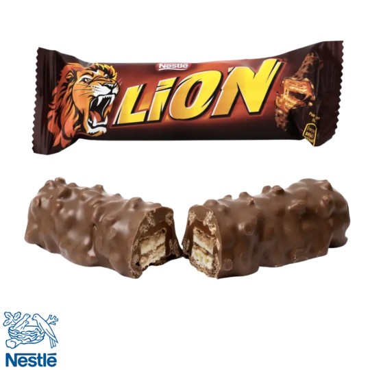 Lion Filled Wafer Caramel Topping And Cereals Milk Chocolate Coating - 42g
