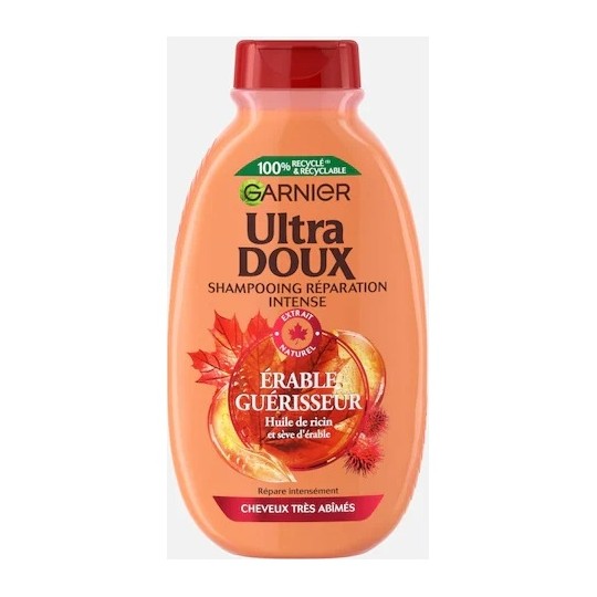 Garnier Ultra Doux Shampooing Réparation Intense - Érable Guérisseur - Cheveux Très Abîmés - 400ml