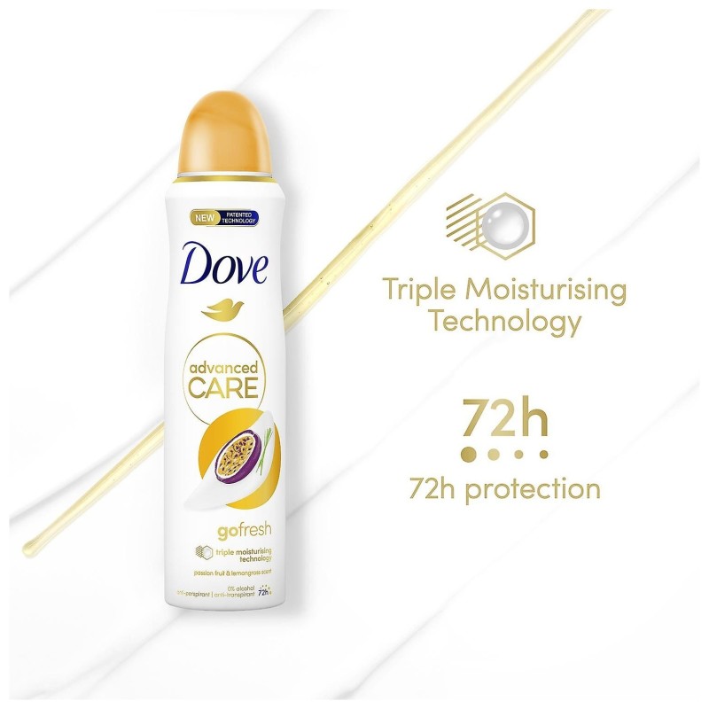 Dove Advanced Care Déodorant Spray Anti-Transpirant - Fruit de la Passion & Citronnelle - Protection 72h - 200ml