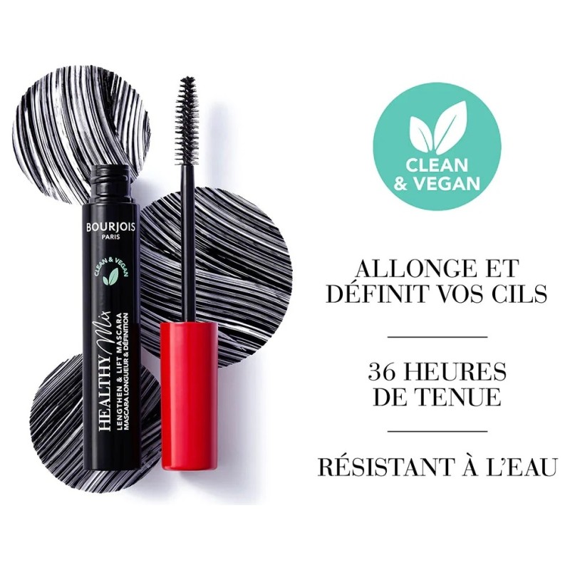 Bourjois Paris Healthy Mix Mascara Allongeant Définition Vegan - Teinte Noir 001