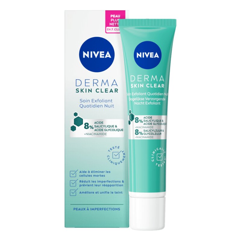 Nivea Derma Skin Clear علاج تقشير ليلي يومي - للبشرة المعرضة للعيوب - 40 مل