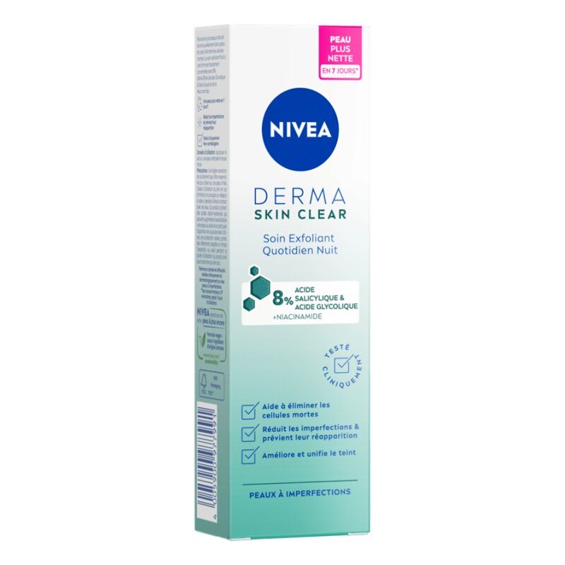 Nivea Derma Skin Clear Soin Exfoliant Quotidien Nuit - Peau à Imperfections - 40ml