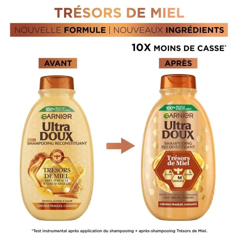 Garnier Ultra Doux Trésors De Miel شامبو إصلاح - للشعر الهش - 300مل