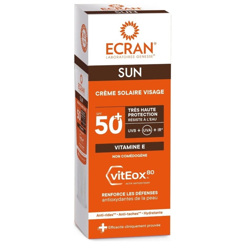 Ecran Sun Viteox80 Crème Solaire Visage Spf50+ Anti-Âge Anti-Tâches - 50ml