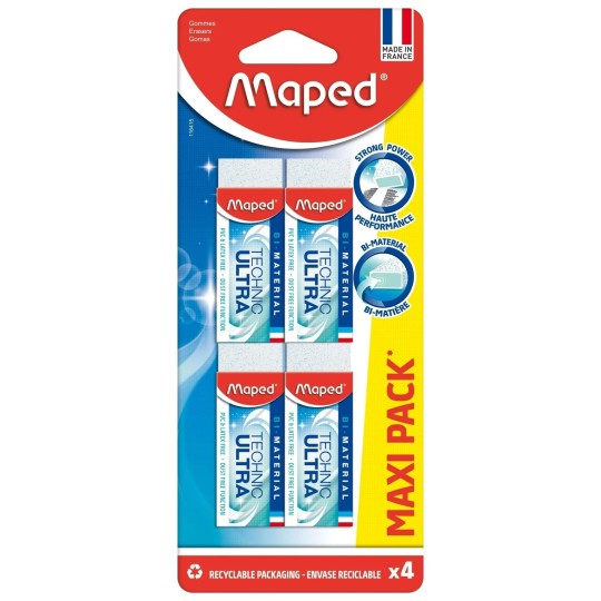Maped Technic Ultra Gomme - Lot de 4 - Blanc