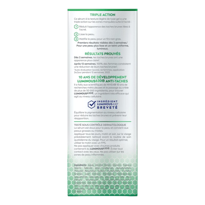 Nivea Cellular Luminous630 سيروم 3 في 1 ضد البقع ما بعد حب الشباب - للبشرة المختلطة والدهنية - 30 مل