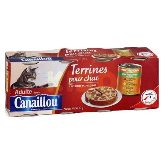 Canaillou Terrine pour Chat Adulte aux Viandes et Légumes - 4x400g