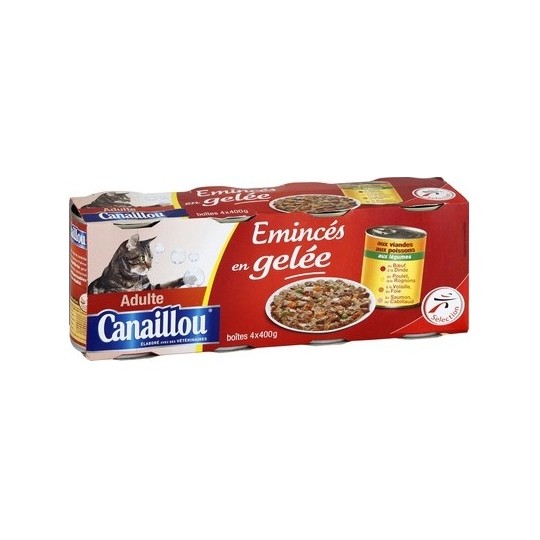 Canaillou Émincés en Gelée aux Viandes et Poissons pour Chat - 4x400g