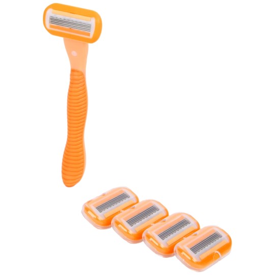 Silea Rasoir Femme avec 1+4 Recharges (5 Lames) - Orange