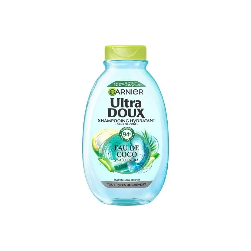 Garnier Ultra Doux Shampooing Hydratant - Tous Types de Cheveux - 300ml - Eau de Coco