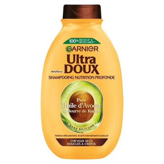 Garnier Ultra Doux Shampoing Nourrissant Huile d'Avocat et Beurre de Karité - Cheveux Secs à Très Secs - 600ml