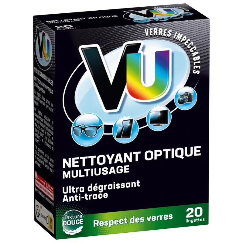 Vu Optique Lingettes Ultra Dégraissantes Anti-Traces - 20 Lingettes