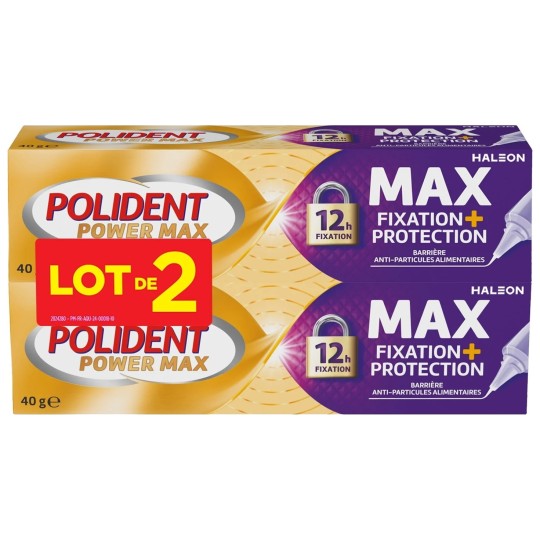 Polident Power Max Crème Fixative pour Appareil Dentaire - Lot de 2 Boîtes