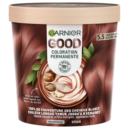 Garnier Good Coloration Permanente Cheveux Sans Ammoniaque - 5.5 Châtain Clair Acajou